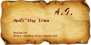 Apáthy Irma névjegykártya